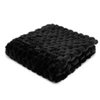 Black Carved Fur Throw