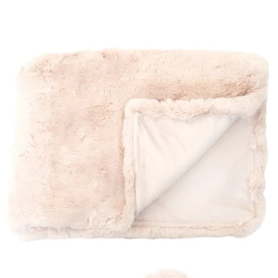 Chunky Light Beige Rabbit Faux Fur Throw