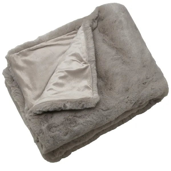 Malini Chunky Grey Rabbit Faux Fur Throw