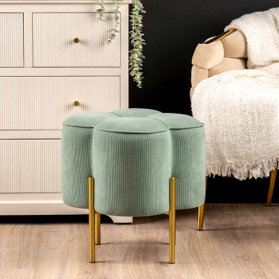 Clover Footstool-Aqua