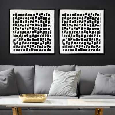 Abstract Monochrome Framed Canvas-Square