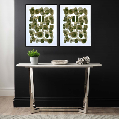 Abstract Green Framed Canvas-Rectangular