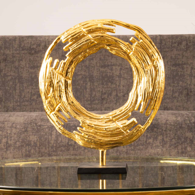 Round Gold Metal Sculpture-2 Sizes Available