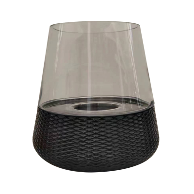 Black & Clear Glass Candle Holder