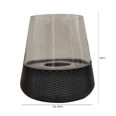 Black & Clear Glass Candle Holder