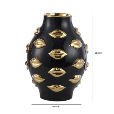 Lips Gold & Black Vase