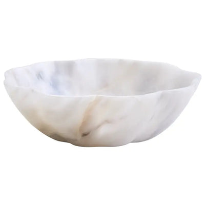 Zoro Small White Marble Scalloped Bowl