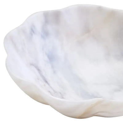 Zoro Small White Marble Scalloped Bowl