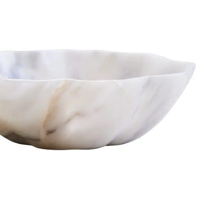 Zoro Small White Marble Scalloped Bowl