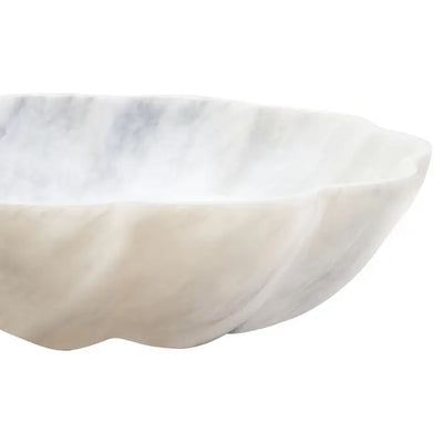 Zoro Large White Marble Scalloped Bowl