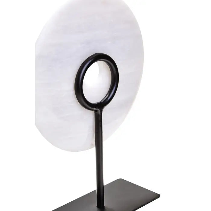 Zoro Grey Marble Round Disc Sculpture Small