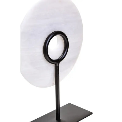 Zoro Grey Marble Round Disc Sculpture Small