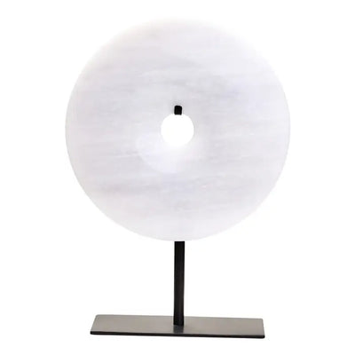 Zoro Grey Marble Round Disc Sculpture Small