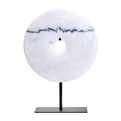 Zoro White Marble Round Disc Sculpture-2 Sizes Available