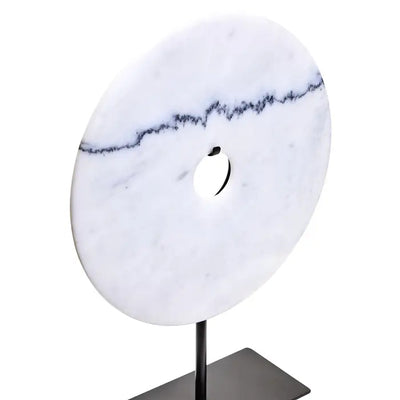 Zoro White Marble Round Disc Sculpture-2 Sizes Available