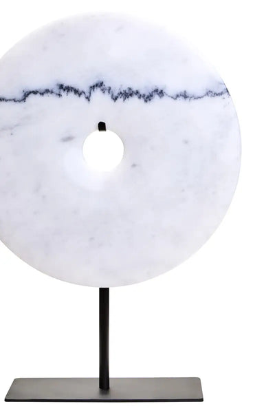 Zoro White Marble Round Disc Sculpture-2 Sizes Available