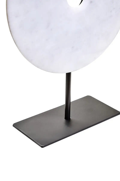Zoro White Marble Round Disc Sculpture-2 Sizes Available
