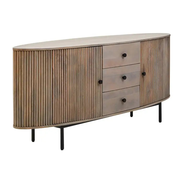 Tides & Co Design Studio Torello Three Drawer Grey Mango Wood Sideboard