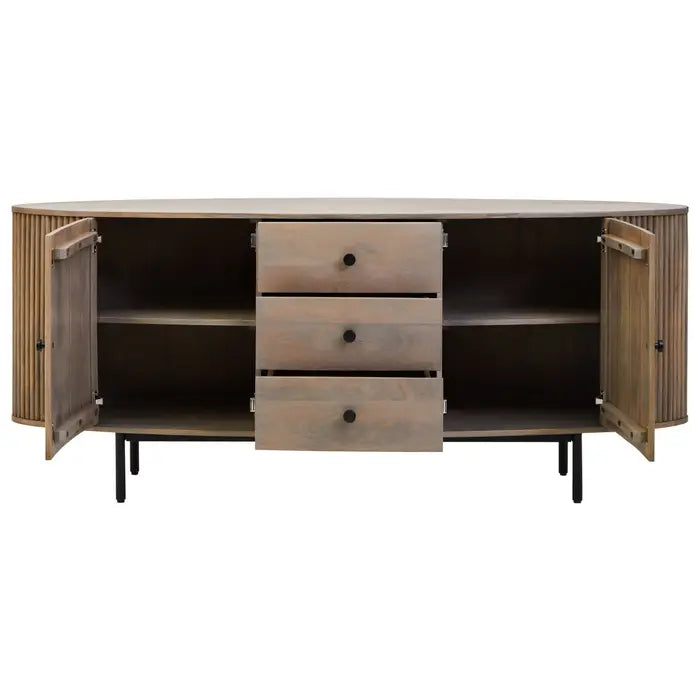 Tides & Co Design Studio Torello Three Drawer Grey Mango Wood Sideboard