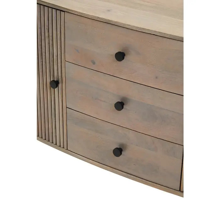 Tides & Co Design Studio Torello Three Drawer Grey Mango Wood Sideboard