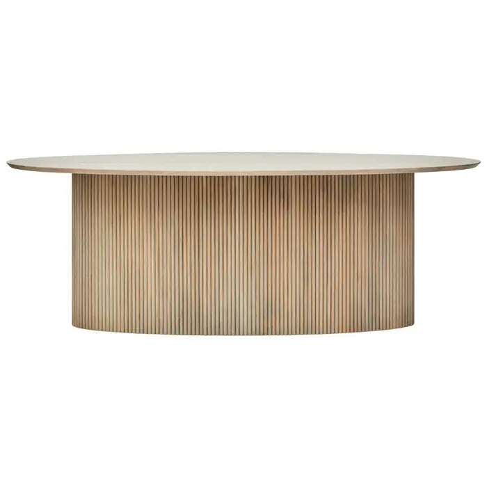 Tides & Co Design Studio Torello Mango Wood Grey Finish Ridge Detail Oval Dining Table