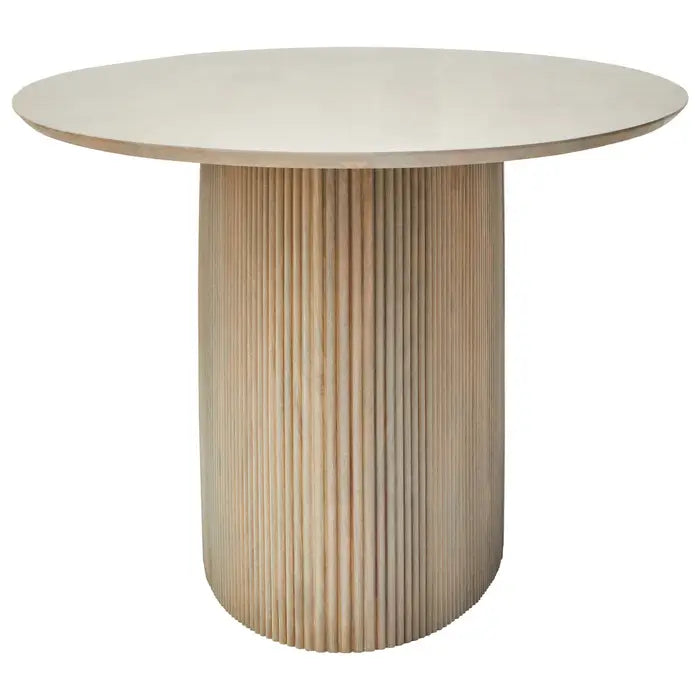 Tides & Co Design Studio Torello Mango Wood Grey Finish Ridge Detail Oval Dining Table