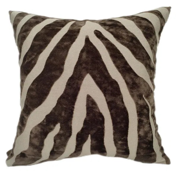 Malini Paul Moneypenny Zebedeedodah Chocolate Velvet Cushions