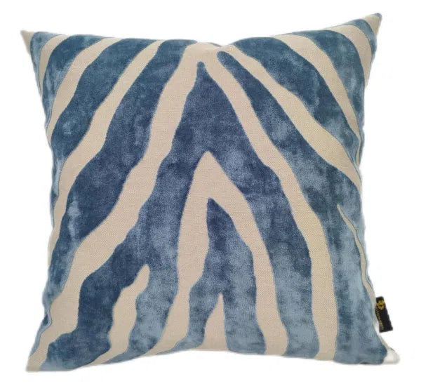 Malini Paul Moneypenny Zebedeedodah Blue Velvet Cushions