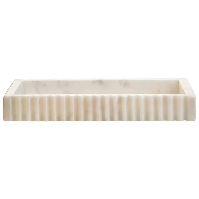 Tides Design Savio Rectangular White Fluted Marble Tray