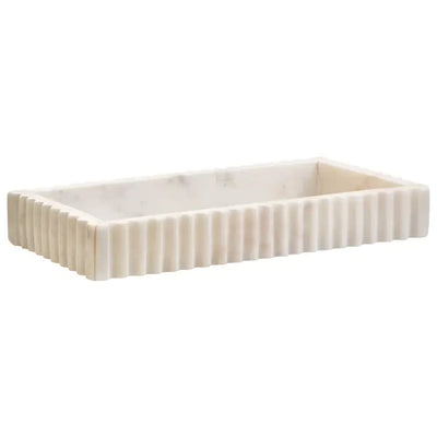 Tides Design Savio Rectangular White Fluted Marble Tray