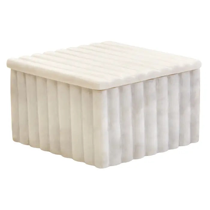 Tides Design Savio Square White Fluted Marble Box