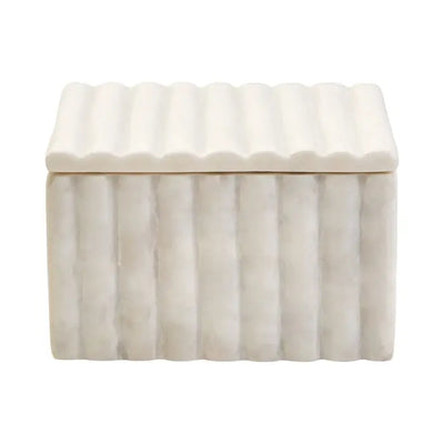 Tides Design Savio Square White Fluted Marble Box