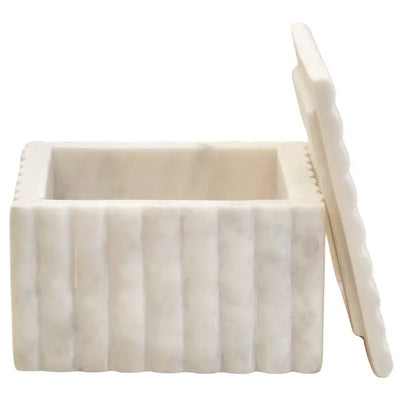 Tides Design Savio Square White Fluted Marble Box