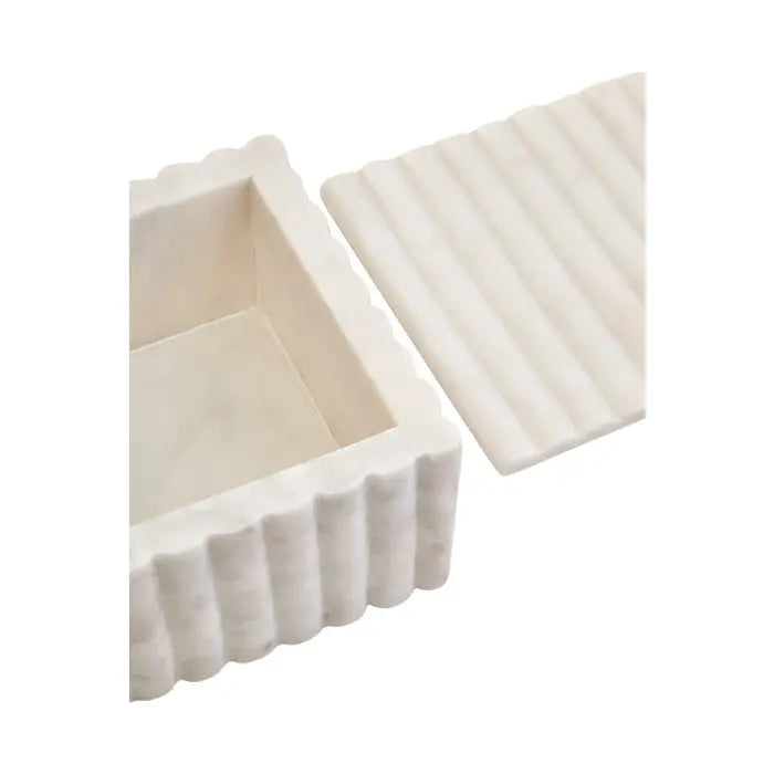 Tides Design Savio Square White Fluted Marble Box