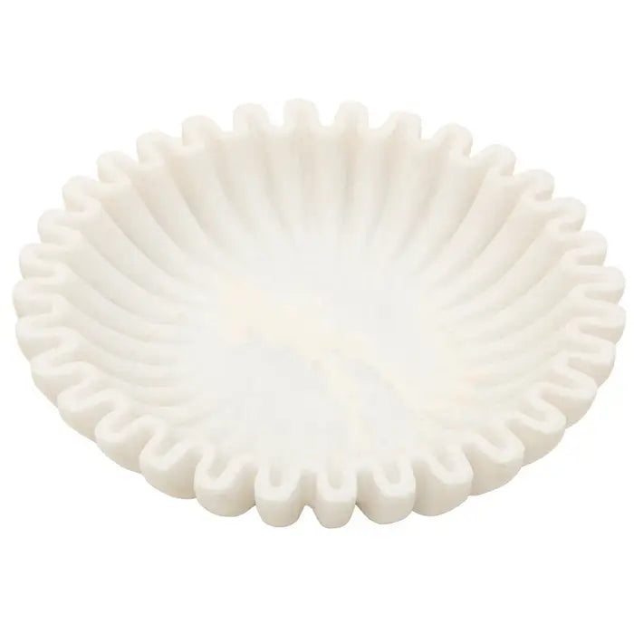 Tides Design Savio Small White Fluted Marble Bowl