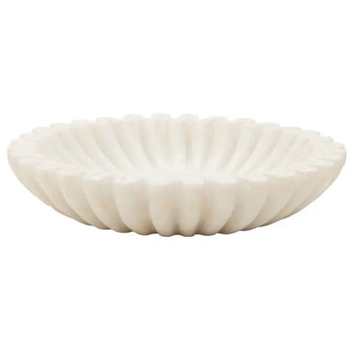 Tides Design Savio Small White Fluted Marble Bowl