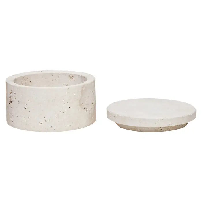 Tides Design Tibor Travertine Round Trinket Box