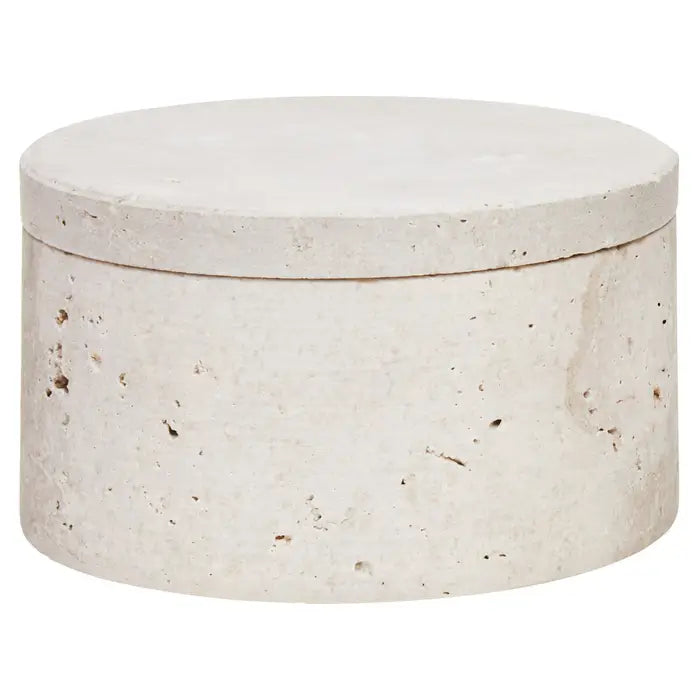 Tides Design Tibor Travertine Round Trinket Box