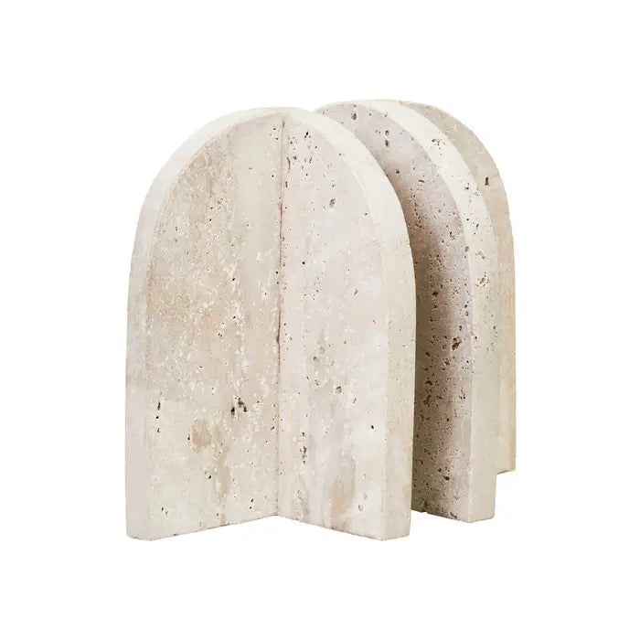 Tides Design Tibor Travertine Set of 2 Arched Bookends