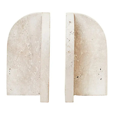 Tides Design Tibor Travertine Set of 2 Arched Bookends