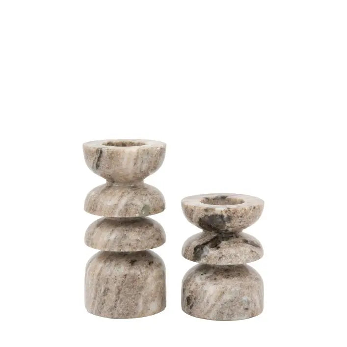 Azuaga Marble Candlestick Sandstone Set of 2