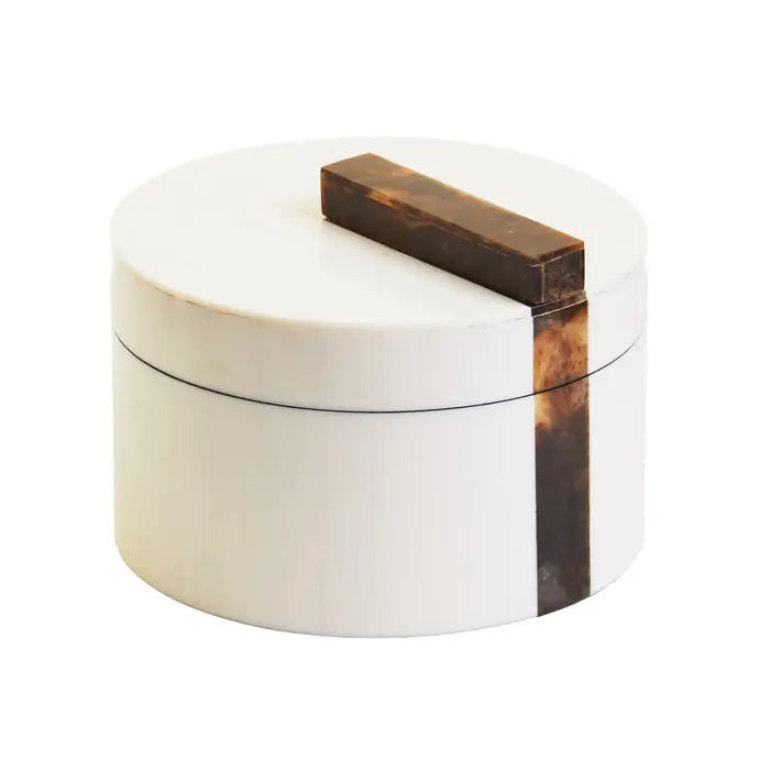 Cream And Brown Small Round Box