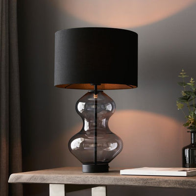 Kelda Shaped Table Lamp-Black/Smoke