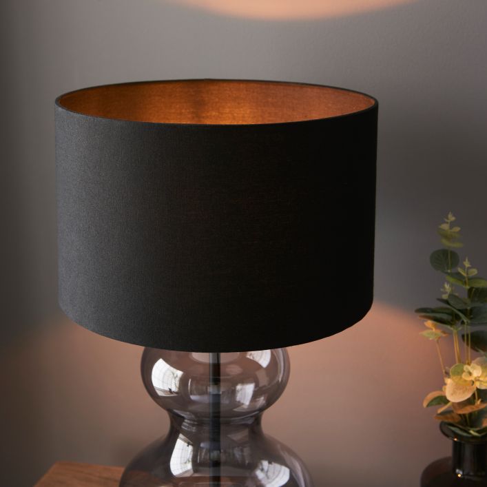 Kelda Shaped Table Lamp-Black/Smoke