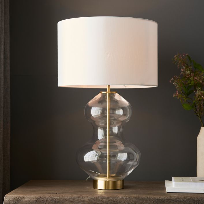 Kelda Shaped Table Lamp-Brass/Clear