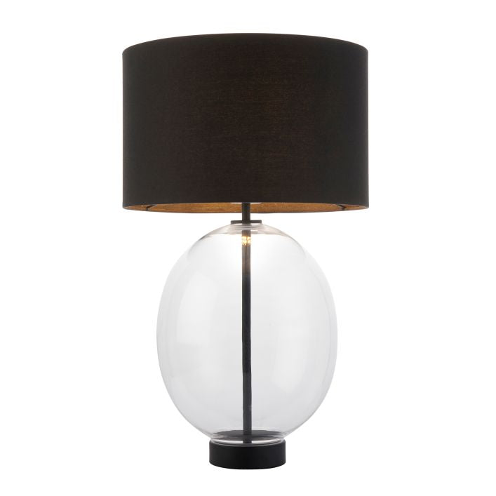 Kelda Oval Table Lamp-Black/Clear