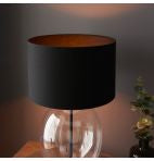 Kelda Oval Table Lamp-Black/Clear