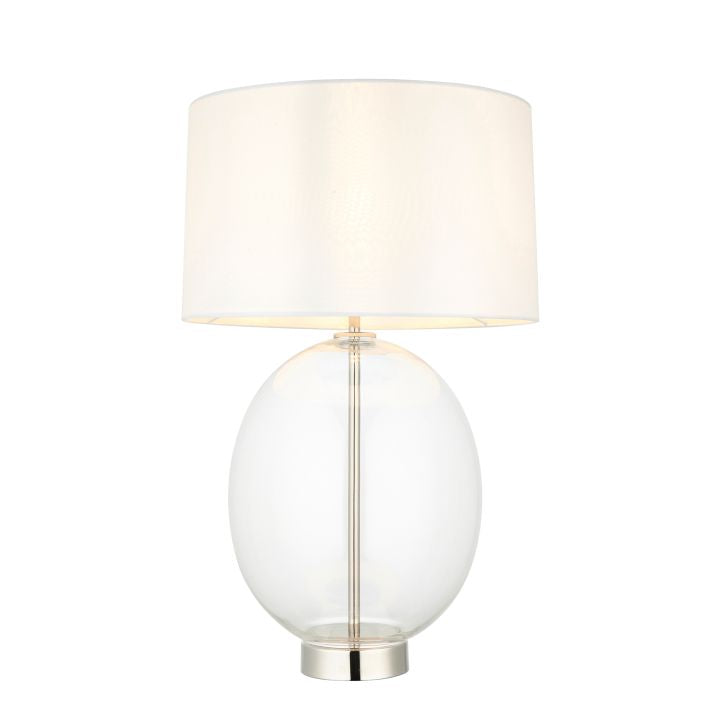 Kelda Oval Table Lamp-Nickel/Clear