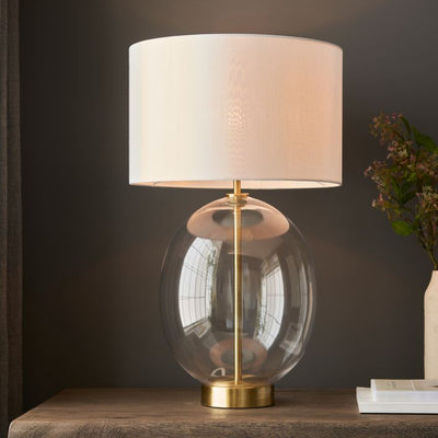 Kelda Oval Table Lamp-Brass/Clear