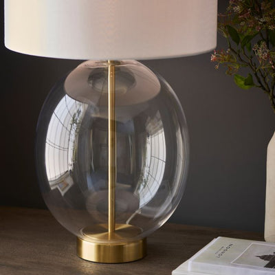 Kelda Oval Table Lamp-Brass/Clear